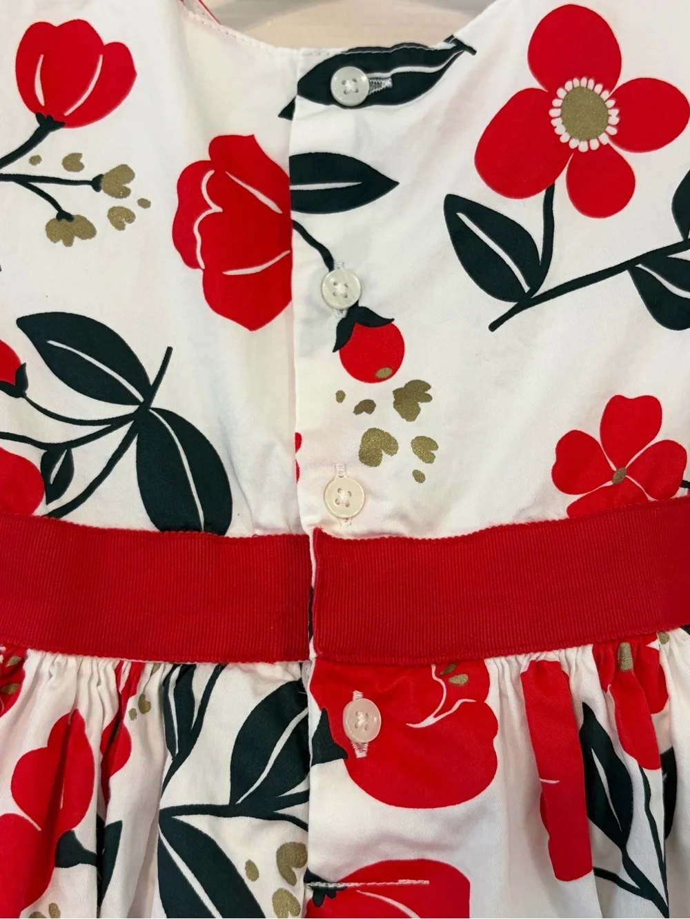 Carter's Baby Girl Floral Dress 12 Months Red White Holiday Party Bow